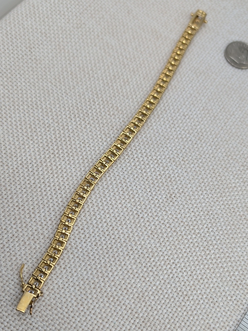 Vintage 925 Sterling Silver Gold Vermeil CZ Tennis Bracelet 7.25" - Picture 13 of 15